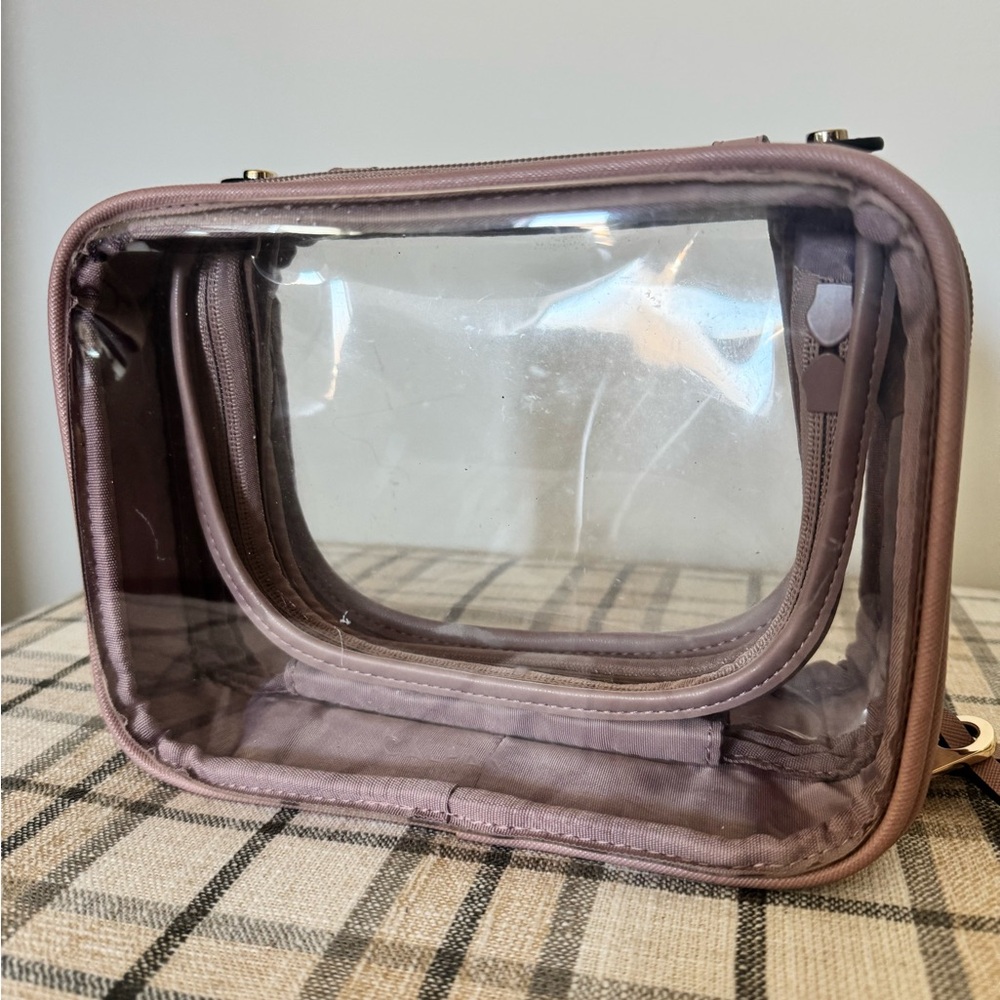Calpak Small Clear Cosmetics Case in Mauve 1 of 2